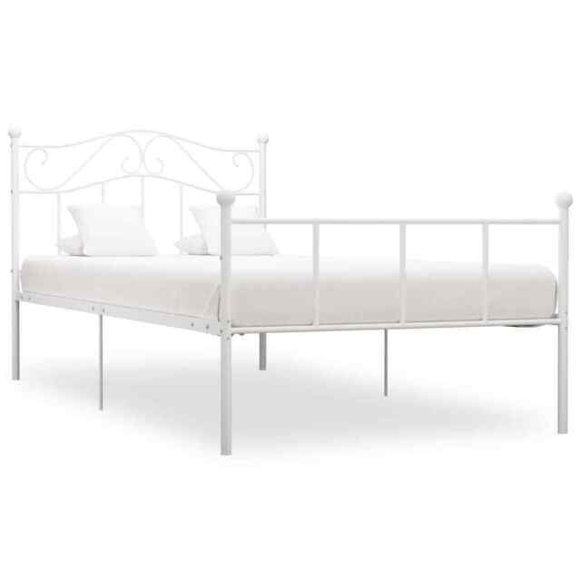 Bed Frame White Metal 100x200 Cm Vidaxl