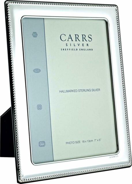 "Carrs - Sterling Silver Photo Frame Bead Design With Wood Back - 5"" X"
