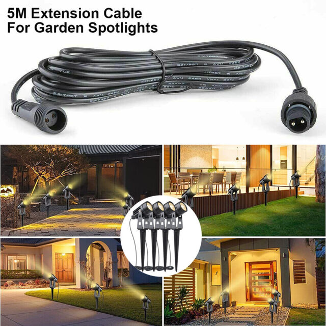 5m Extension Cable Line Waterproof For Led Spike Lights Garden Outdoor
