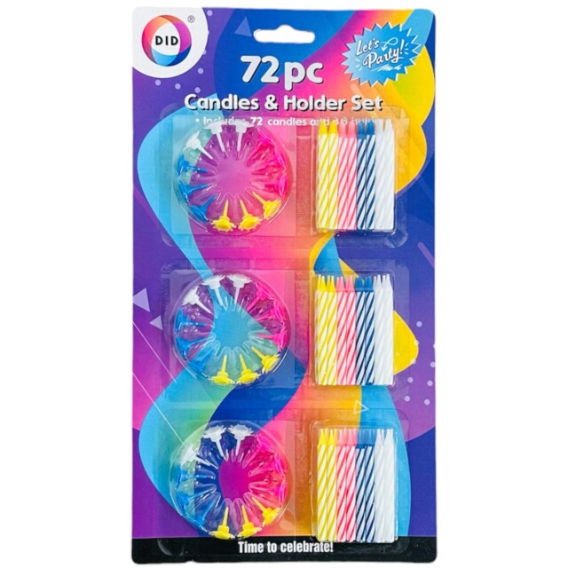 72pcs Happy Birthday Candles Holders Cake Cupcake Toppers Party