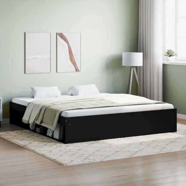Bed Frame Black 180x200 Cm Super King Size Vidaxl