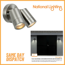Atlantis Outdoor Led Twin Wall Light Gu10 Dimmable Garden Light