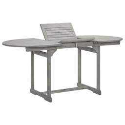 Outdoor Patio Grey Wooden Extendable Garden Dining Table Solid Acacia