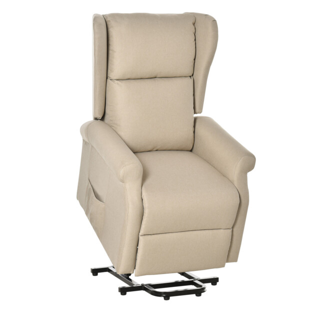 Lift Chair Power Recliner Beige Linen-look 72.5x94x109cm Remote 135deg