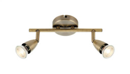 Wall Light Brass Amalfi 2 Spot Bar Antique Saxby 60999