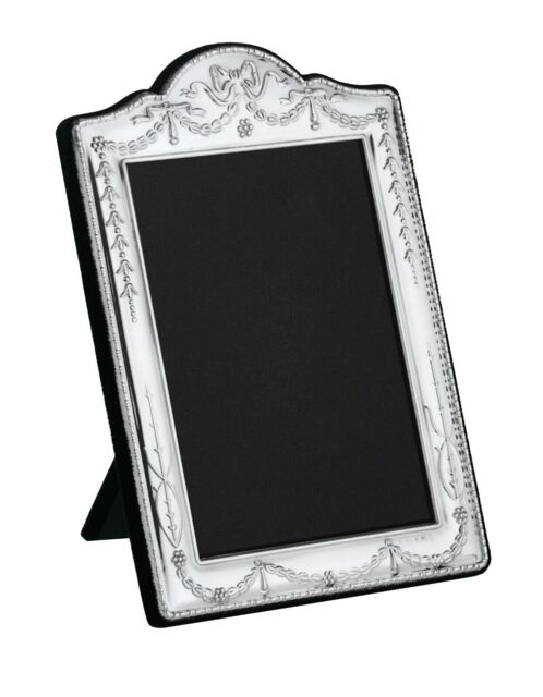 "Carrs - Sterling Silver Photo Frame Swag & Bow Design Velvet Back - 5"""