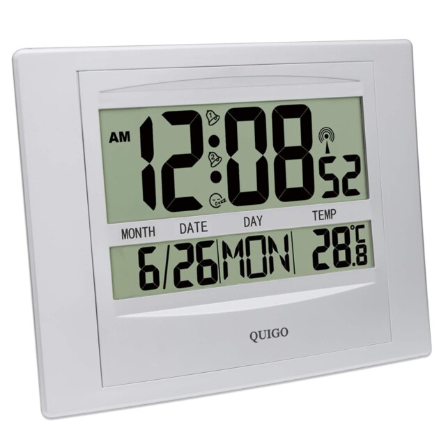 Digital Wall Clock Radio Controlled Alarm Clock Large Display Battery