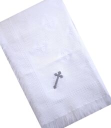 Babyprem Baby Shawl White Christening Baptism Blanket Wrap Boys Girls