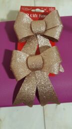 Pack Of 2 16cm Glittered Christmas Bows Tree Decorations Seasonal Rose