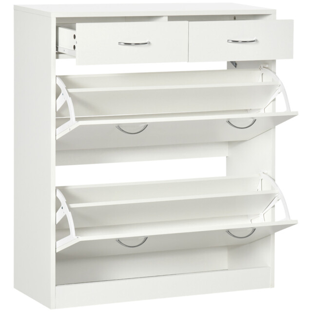 Shoe Cabinet White 80x30x91.5cm Particle Board Slim 12-pair Flip