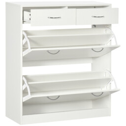 Shoe Cabinet White 80x30x91.5cm Particle Board Slim 12-pair Flip