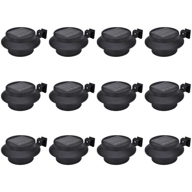 Outdoor Solar Fence Lamps 12 Pcs Led Black Vidaxl