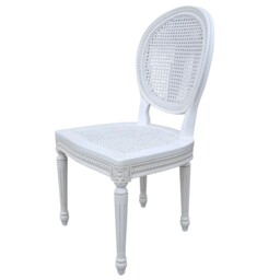 French Style Dining Chair Rustic Chateau Mahogany Wooden Carved White