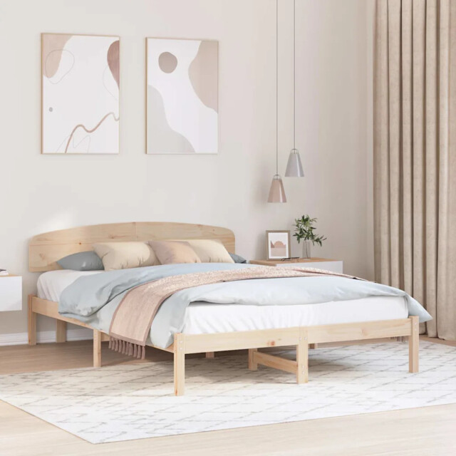 Bed Frame With Headboard Brown 160 X 200 Cm Solid Pine Wood Vidaxl