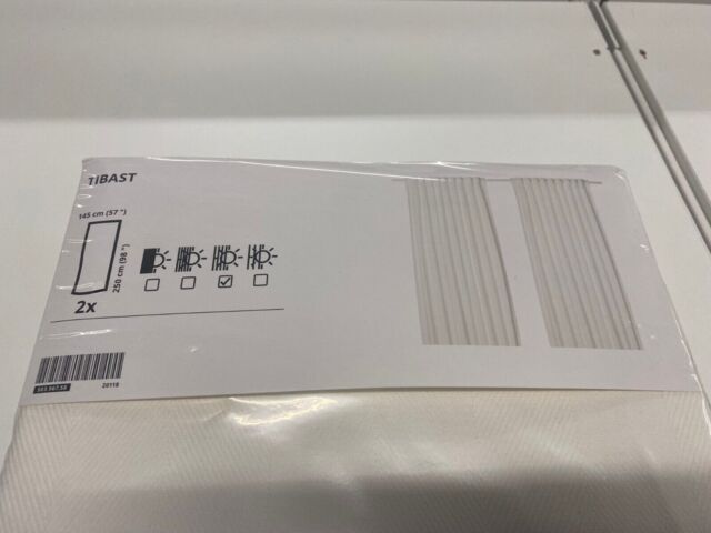 Ikea Tibast Room Darkening Curtains, 1 Pair, White, 145x250 Cm,