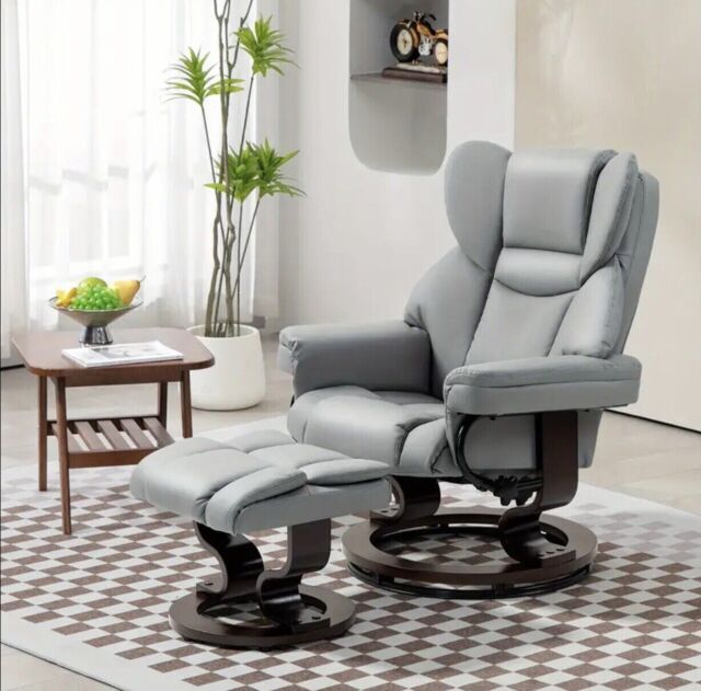 Homcom Pu Leather Manual Recliner And Footrest Set - Grey