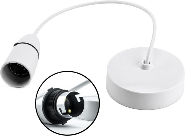 9-inch Ceiling Pendant Light, White Bayonet Fitting, Pre-wired Design