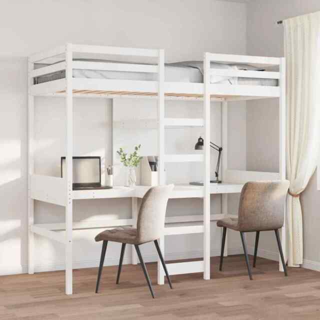 Loft Bed Frame Without Mattress White 75x190cm Solid Wood Pine Vidaxl