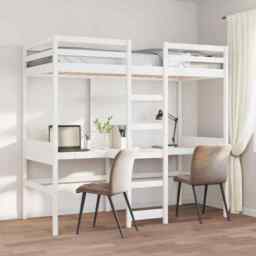 Loft Bed Frame Without Mattress White 75x190cm Solid Wood Pine Vidaxl