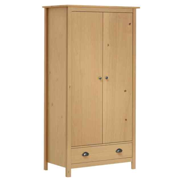 2-door Wardrobe Hill 89x50x170 Cm Solid Pine Wood Vidaxl