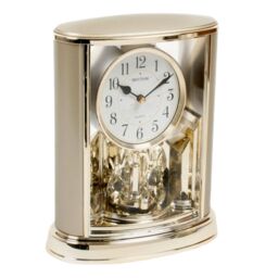 Rhythm Gold Mantel Clock With Rotating Pendulum And Crystals