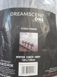 Dreamscene By Ohs Winter Check Grey Fleece Throw Blanket 120x150cm