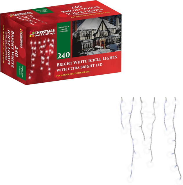 240 Led Icicle Lights Warm White Outdoor Christmas 5.6m Fairy 8