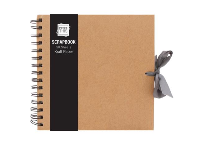 Brown Kraft Scrapbooks Hardcover Spiral Bound Ribbon Tie Photo Albums