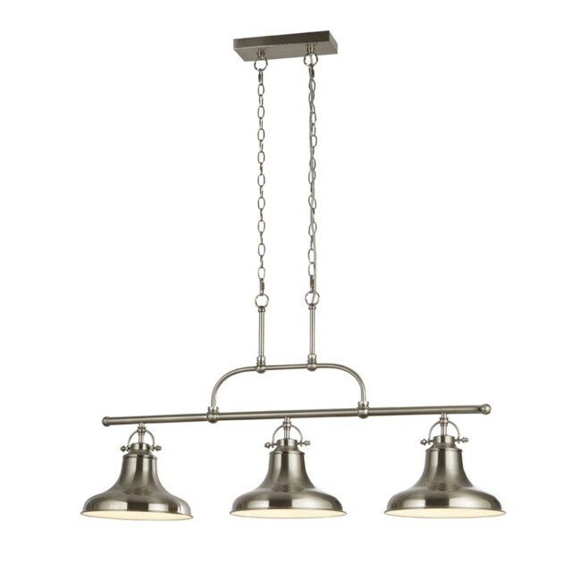 3 Lights Satin Silver Finish Industrial Style Pendant Bar Ceiling