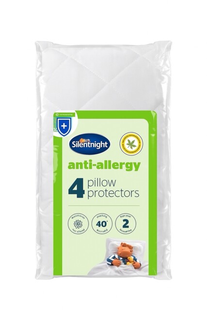 4x Silentnight Anti Allergy Pillow Protector - Ideal For Allergy And