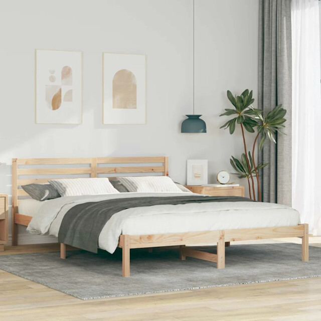 Bed Frame With Headboard Brown 160 X 220 Cm Solid Pine Wood Vidaxl