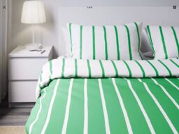 Ikea Tuvbracka King Size Duvet/quilt Cover & 4 P/cases Green/white