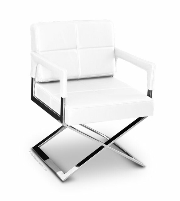 Neuerraum X-chair Luxury Dining Chair Leather Armrest White