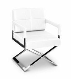 Neuerraum X-chair Luxury Dining Chair Leather Armrest White