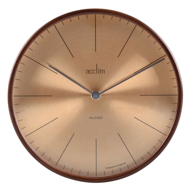 Acctim Round Wooden Mahogany Finish Battery Wall Clock 22cm