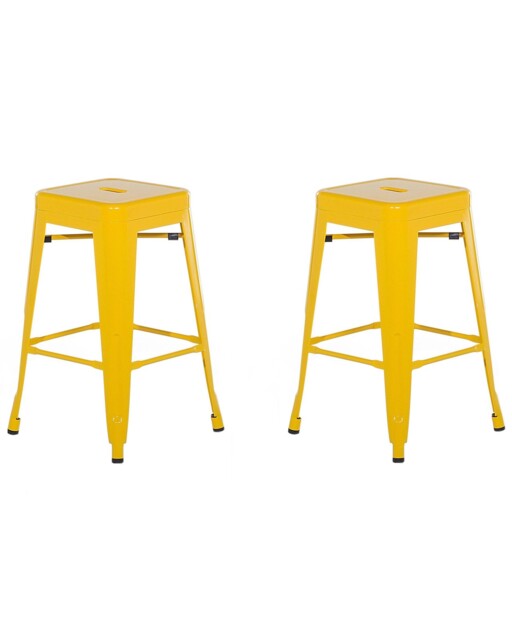 Bar Chair Set Of 2 Metal Yellow Cabrillo