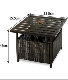 Patio Rattan Side Table, All-weather Slatted Square Pe Wicker Bistro