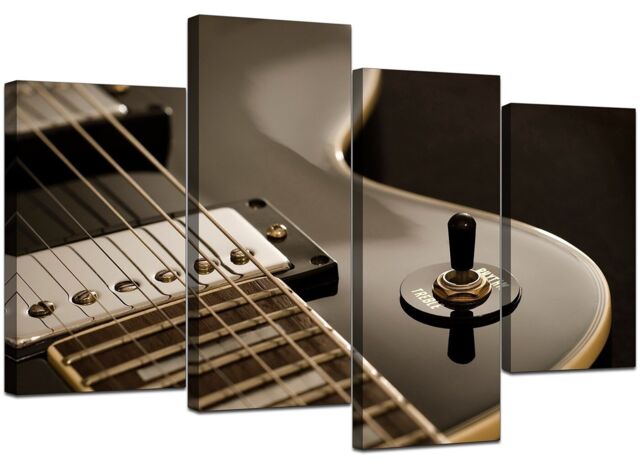 Large Black Electric Guitar Canvas Wall Art Pictures Xl Prints 4125