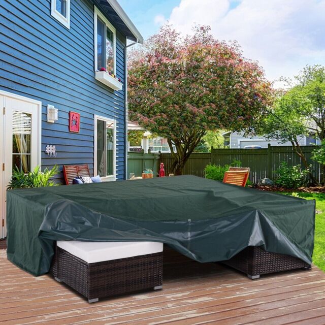Pvc Coated Large Square 600d Waterproof Outdoor Furniture Cover Green