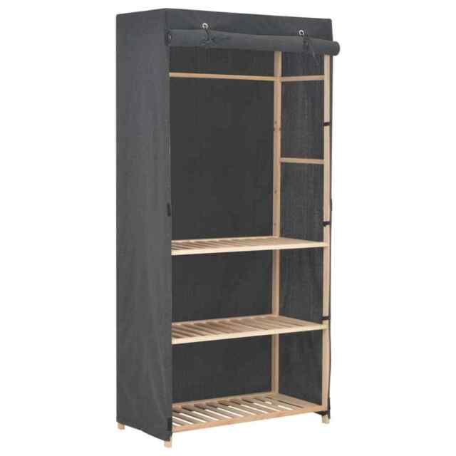 3-tier Wardrobe Grey 79x40x170 Cm Fabric Vidaxl