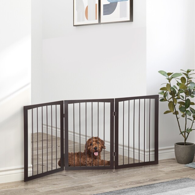 Folding Pet Gate Dog Fence Child Safety Indoor Durable Free Standing