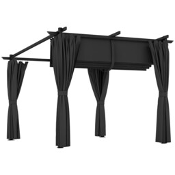 Outsunny 3 X 3(m) Metal Pergola With Retractable Roof And Sidewalls,