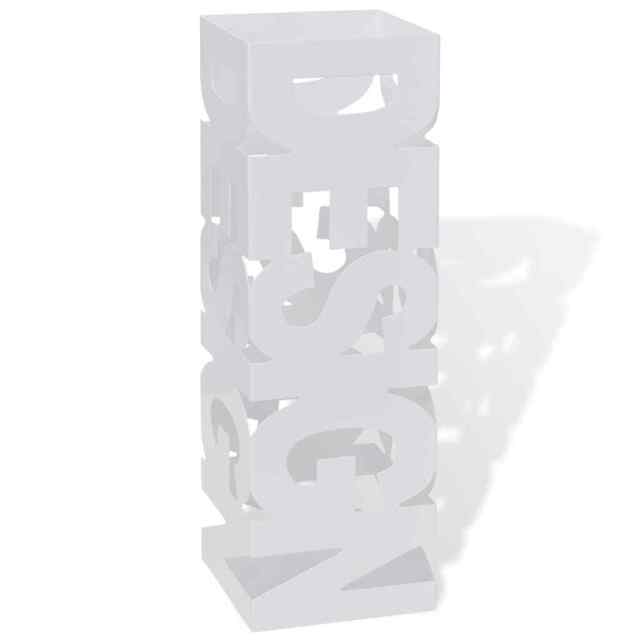 White Square Umbrella Stand Storage Holder Walking Stick Steel 48.5 Cm