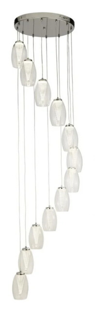 Ceiling Light Silver Cyclone 12 Led Chrome Clear Glass Searchlight