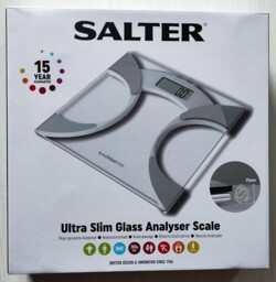 Salter Ultra Slim Glass Bathroom Scales -measures Weight/bmi/body
