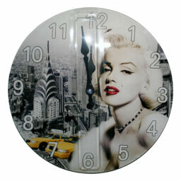 Marilyn Monroe Wall Clock 30cm Glass Battery Operated York Skyline