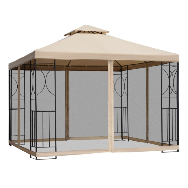 Outsunny 3x3(m) Outdoor Gazebo Patio Pavilion Canopy Tent W/ Netting &