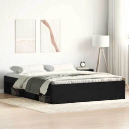 Bed Frame Black Oak 2ft6 Small Single 75x190cm Engineered Wood Storage