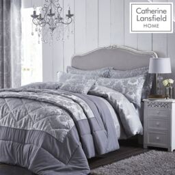 Catherine Lansfield Damask Jacquard Floral Border Duvet Cover Set /