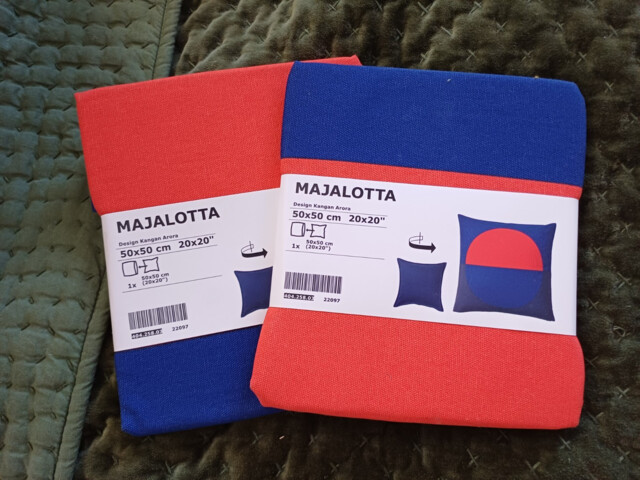 2 X Ikea Majalotta Cushion Cover Red Blue 50 X 50cm 404.258.03 Kangan